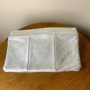 JCREW Silver Leather Clutch